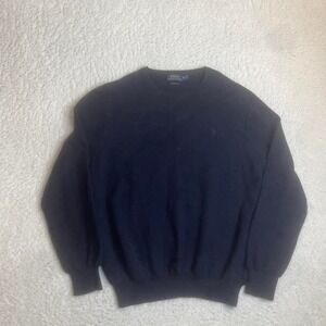 Polo Ralph Lauren Pima cotton men's blue‎ pull over sweater crew neck preppy xl